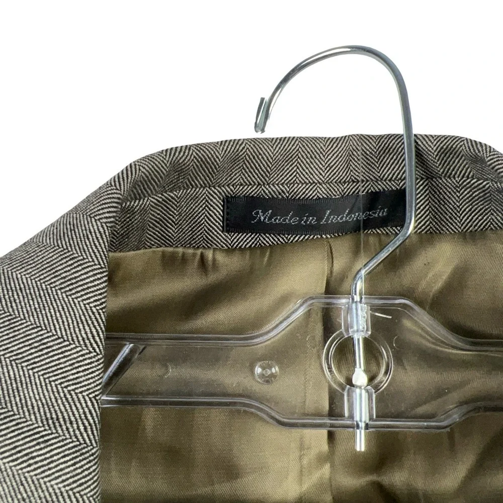 Lauren Ralph Lauren Sport Coat Mens 44L Brown Herringbone 100% Wool Blazer - Picture 6 of 13